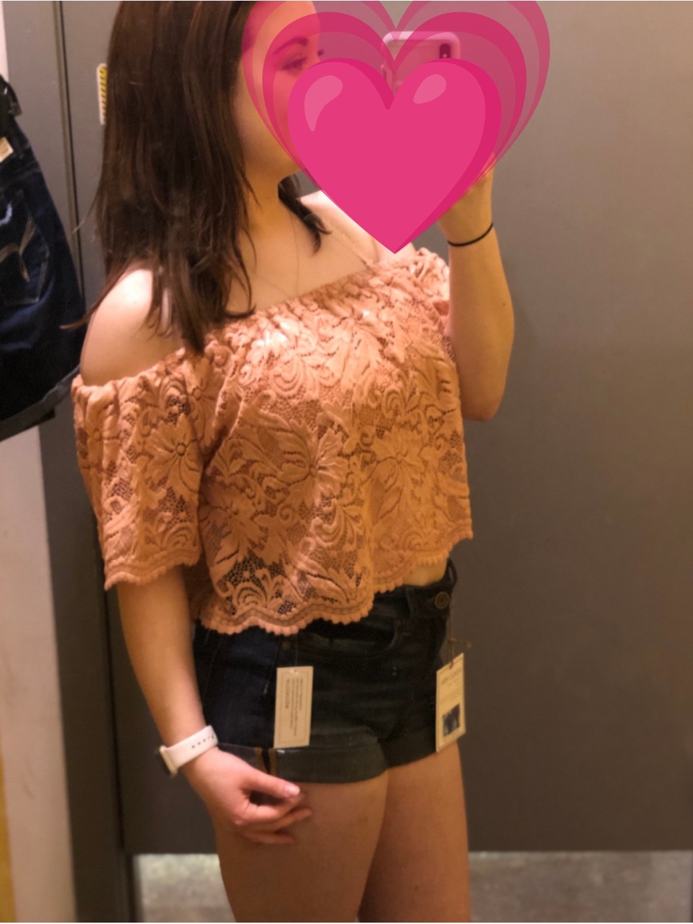 Ambiance Dusty Rose Off-Shoulder Lace Crop Top